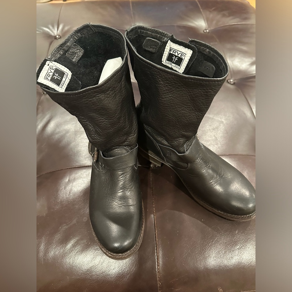 Frye slouchy leather boots; style 76509 black soft leather, like new - Picture 2 of 13